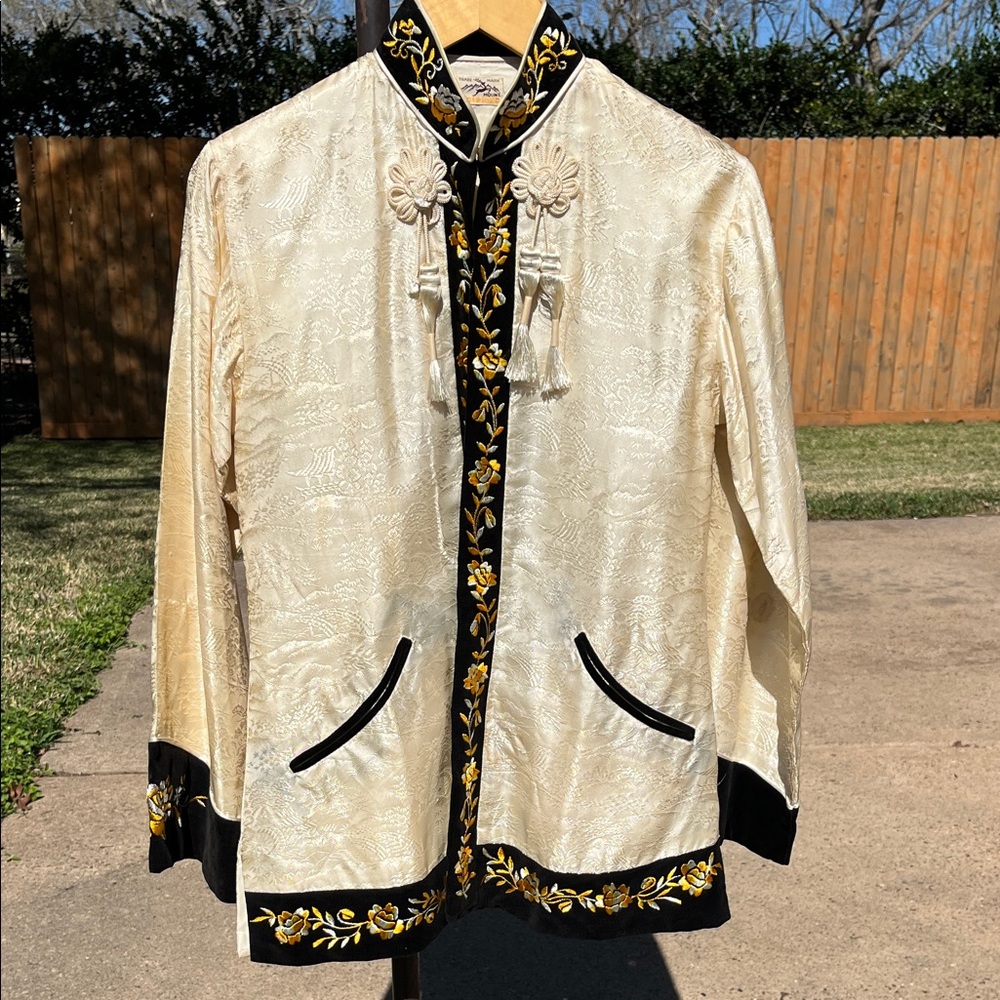 Antelope Cream and Black Embroidered Women's Blazer